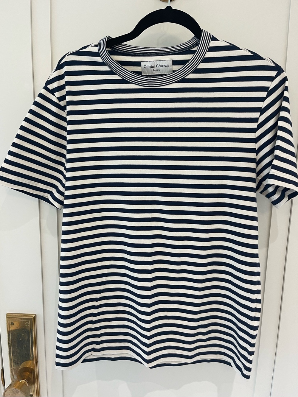 Men’s Navy & White Striped Short Sleeve Tee